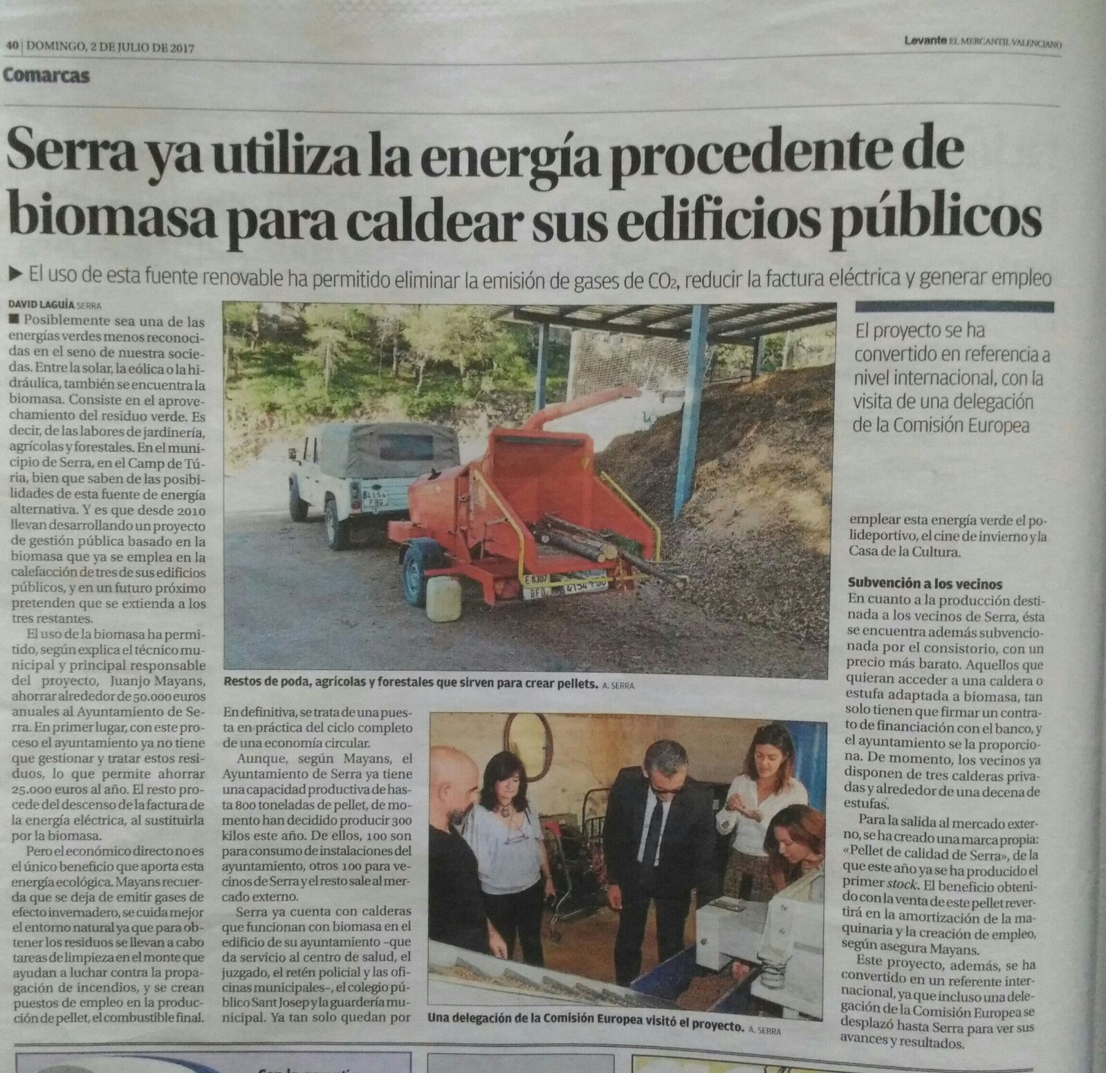 Reconversin del residuo verde en pellets empleados en la calefaccin de edificios pblicos del Ayuntamiento de Serra